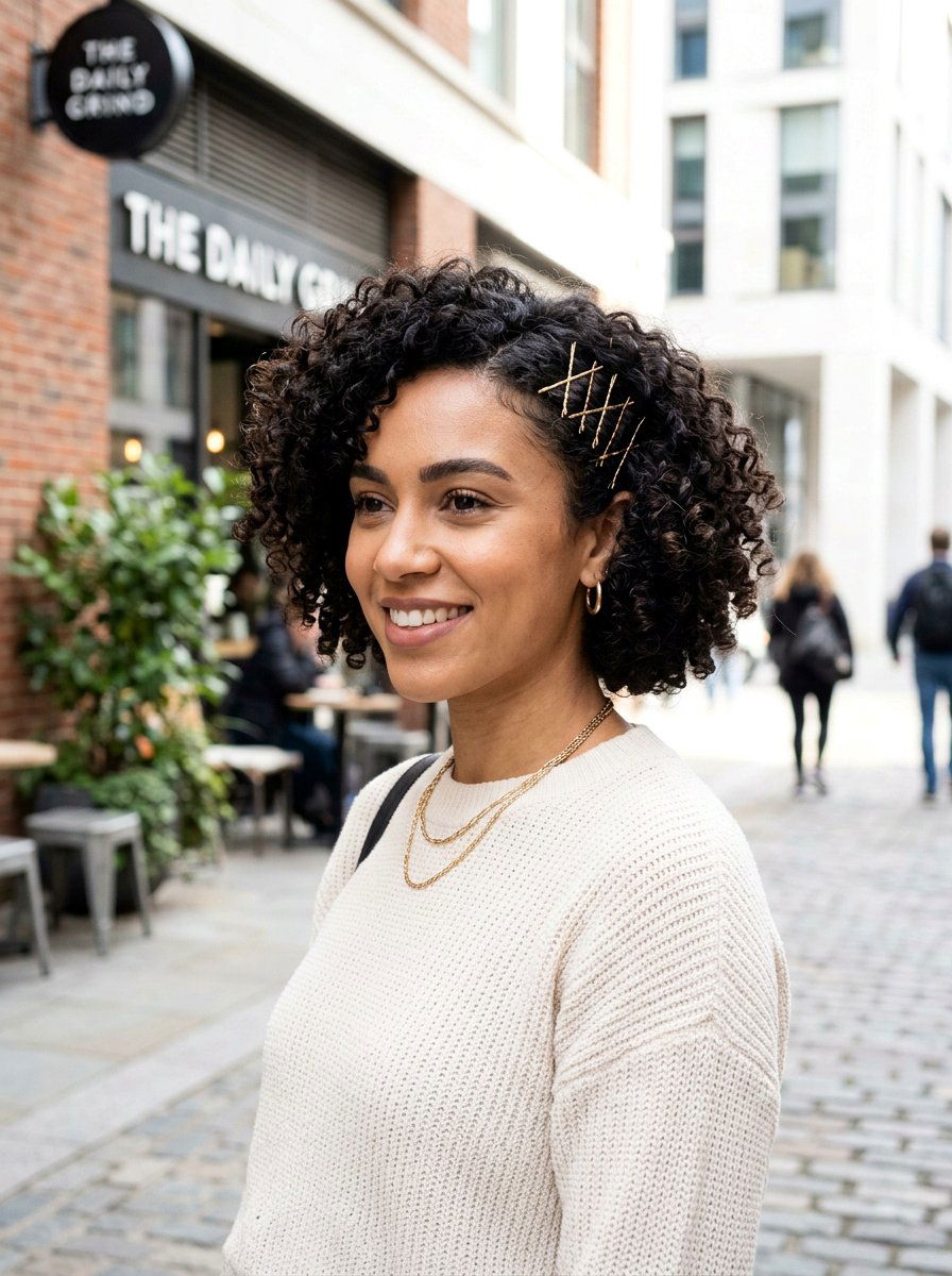 Curly Bob With Bobby Pins - 20 easy hairstyle for curly bob women - 20 easy hairstyle for curly bob women