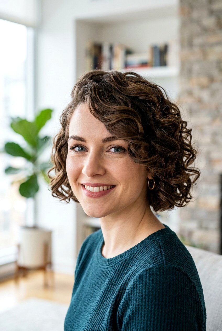 Curly Bob With Deep Side Part For Heart Shaped Face - 20 curly haircut for heart shaped face - 20 curly haircut for heart shaped face