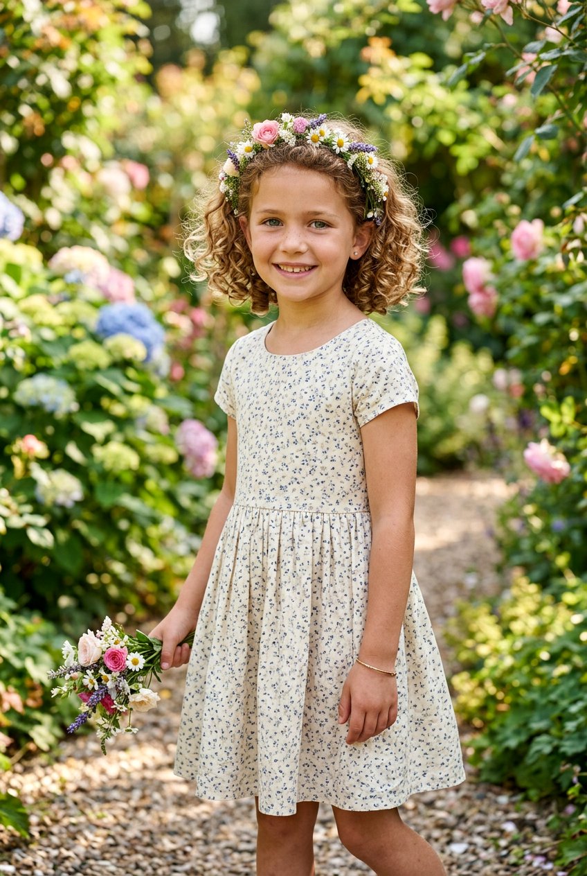 Curly Bob With Floral Headband - 20 flower girl hairstyles with curls - 20 flower girl hairstyles with curls