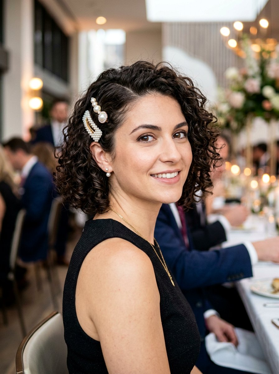 Curly Bob With Hair Accessories - 20 easy hairstyle for curly bob women - 20 easy hairstyle for curly bob women