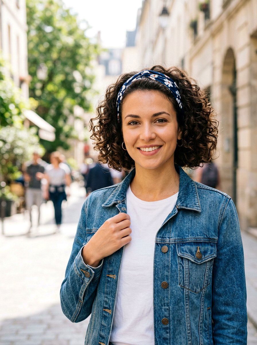 Curly Bob With Headband - 20 quick hairstyle for medium curls - 20 quick hairstyle for medium curls