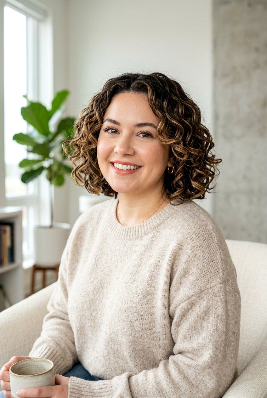 Curly Bob With Highlights For Round Face - 20 curly bob for round face women - 20 curly bob for round face women