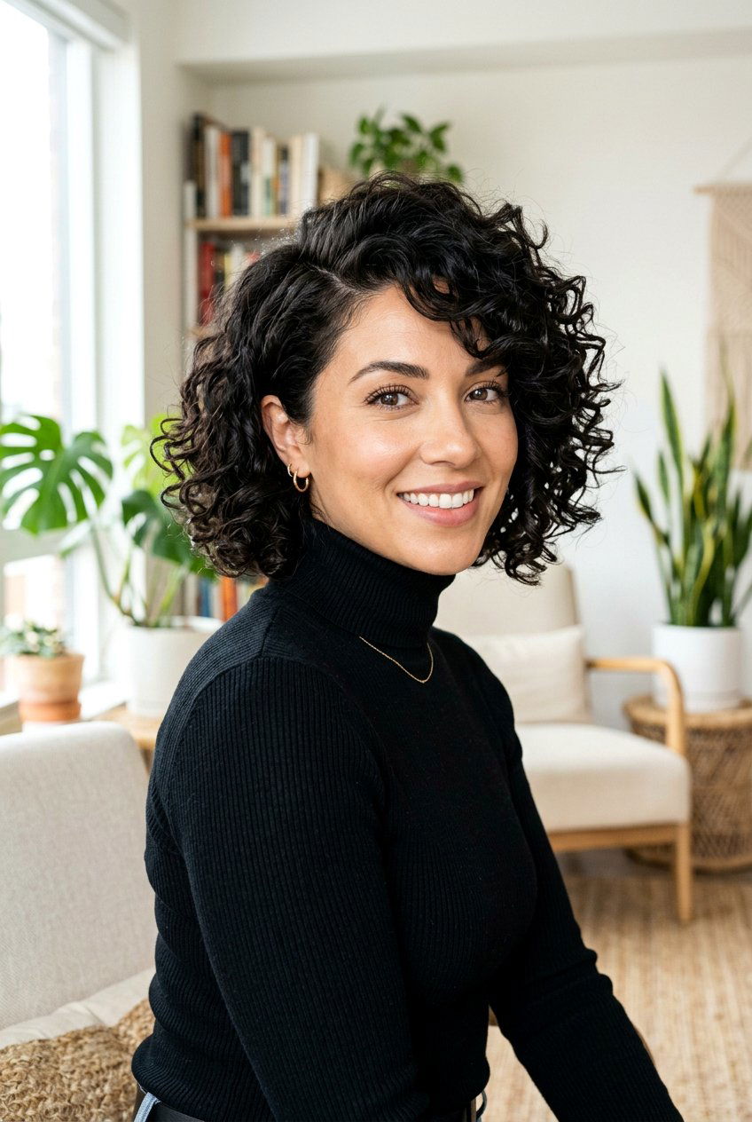 Curly Bob With Side Part - 20 curly haircut for women over 60 - 20 curly haircut for women over 60