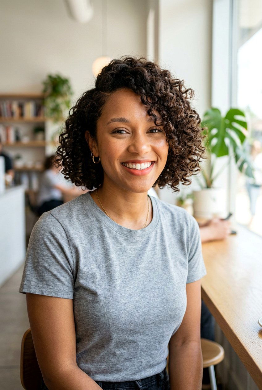 Curly Bob With Side Part - 20 low maintenance haircut for curly fine hair - 20 low maintenance haircut for curly fine hair