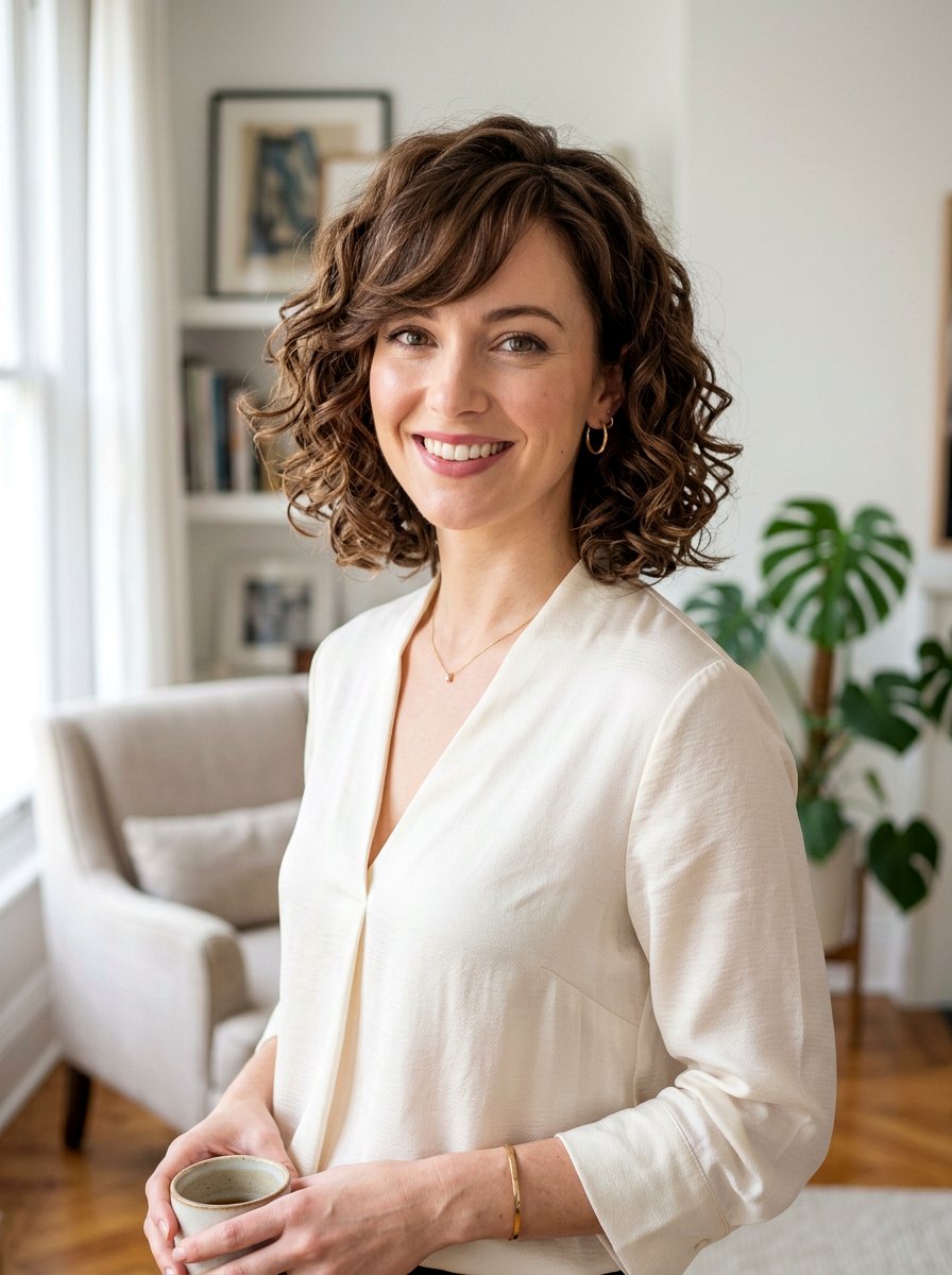 Curly Bob With Side Swept Bangs - 20 easy curly bob styling ideas - 20 easy curly bob styling ideas