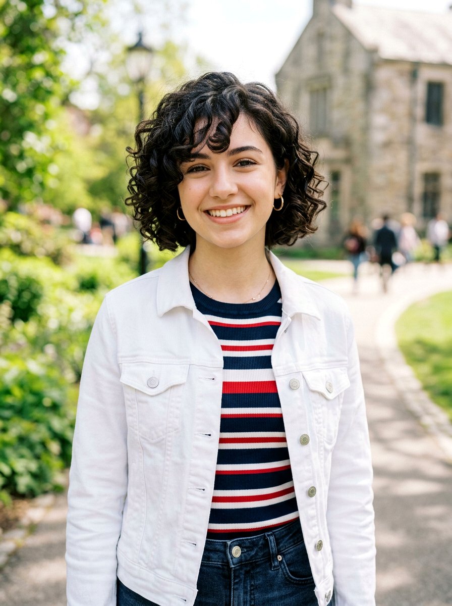 Curly Bob With Side Swept Bangs - 20 teen girls picture day hairstyle with curls - 20 teen girls picture day hairstyle with curls