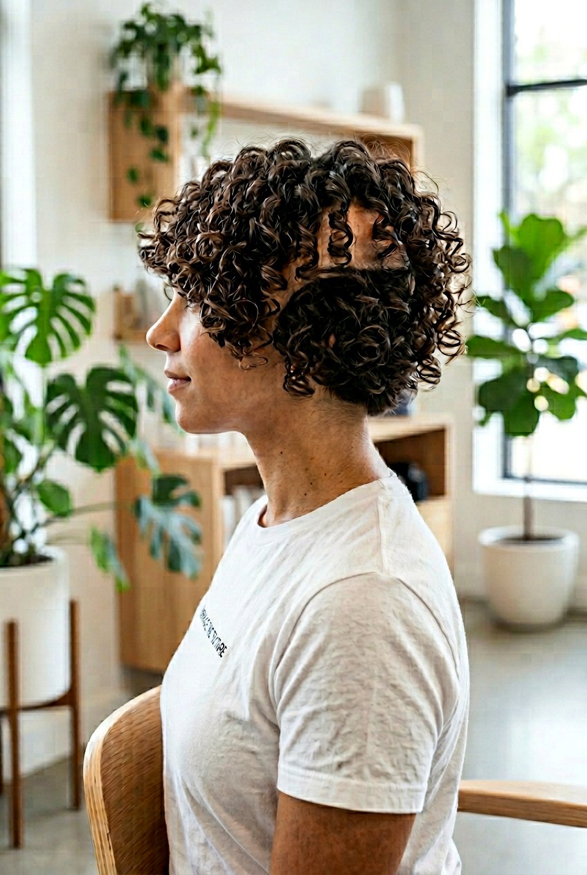 Curly Bob With Subtle Undercut - 20 low maintenance haircut for curly fine hair - 20 low maintenance haircut for curly fine hair