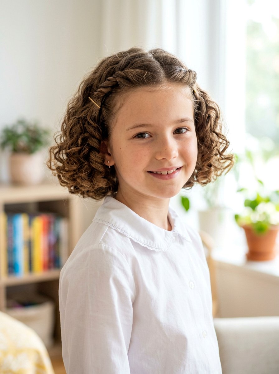 Curly Bob With Twisted Front Pieces - 20 quick school hairstyle for short curly hair - 20 quick school hairstyle for short curly hair