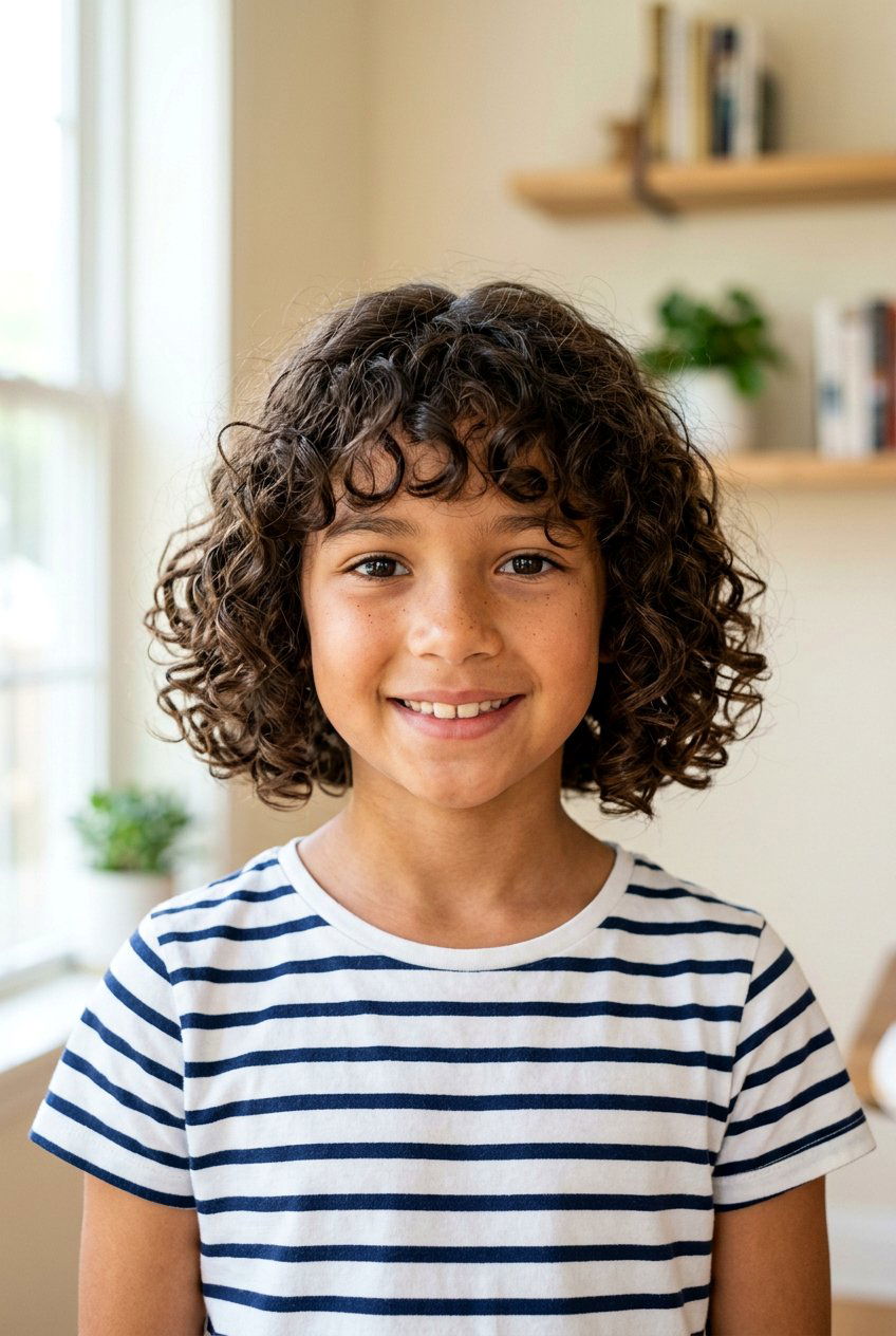 Curly Bob with Bangs - 20 picture day hairstyle for curly hair girls - 20 picture day hairstyle for curly hair girls