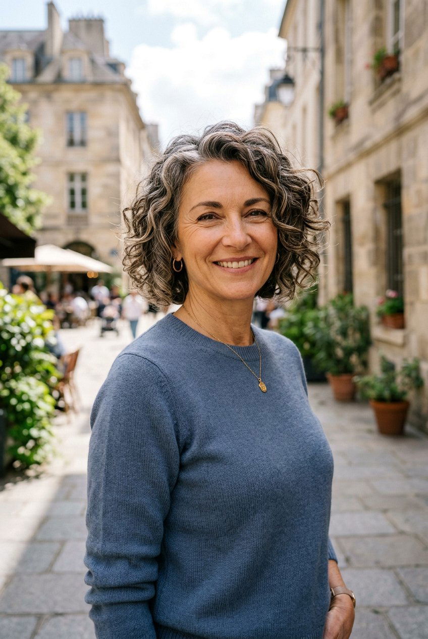 Curly Bob with Face Framing Layers - 20 curly bob for women over 50 - 20 curly bob for women over 50