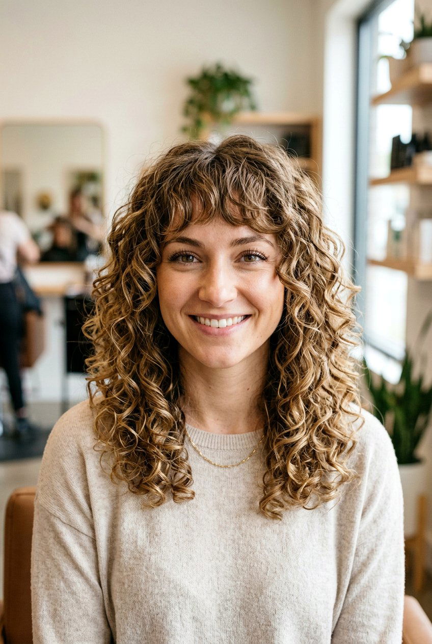 Curly Bottleneck Bangs Haircut - 20 curly fringe haircut women - 20 curly fringe haircut women