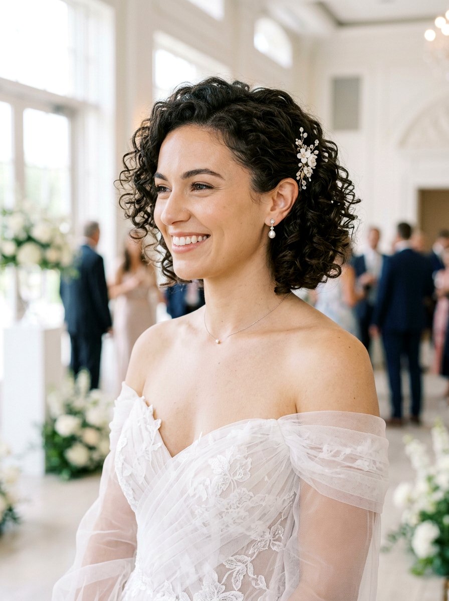 Curly Bridal Bob Hairstyle - 20 simple bridal hairstyle for short hair - 20 simple bridal hairstyle for short hair