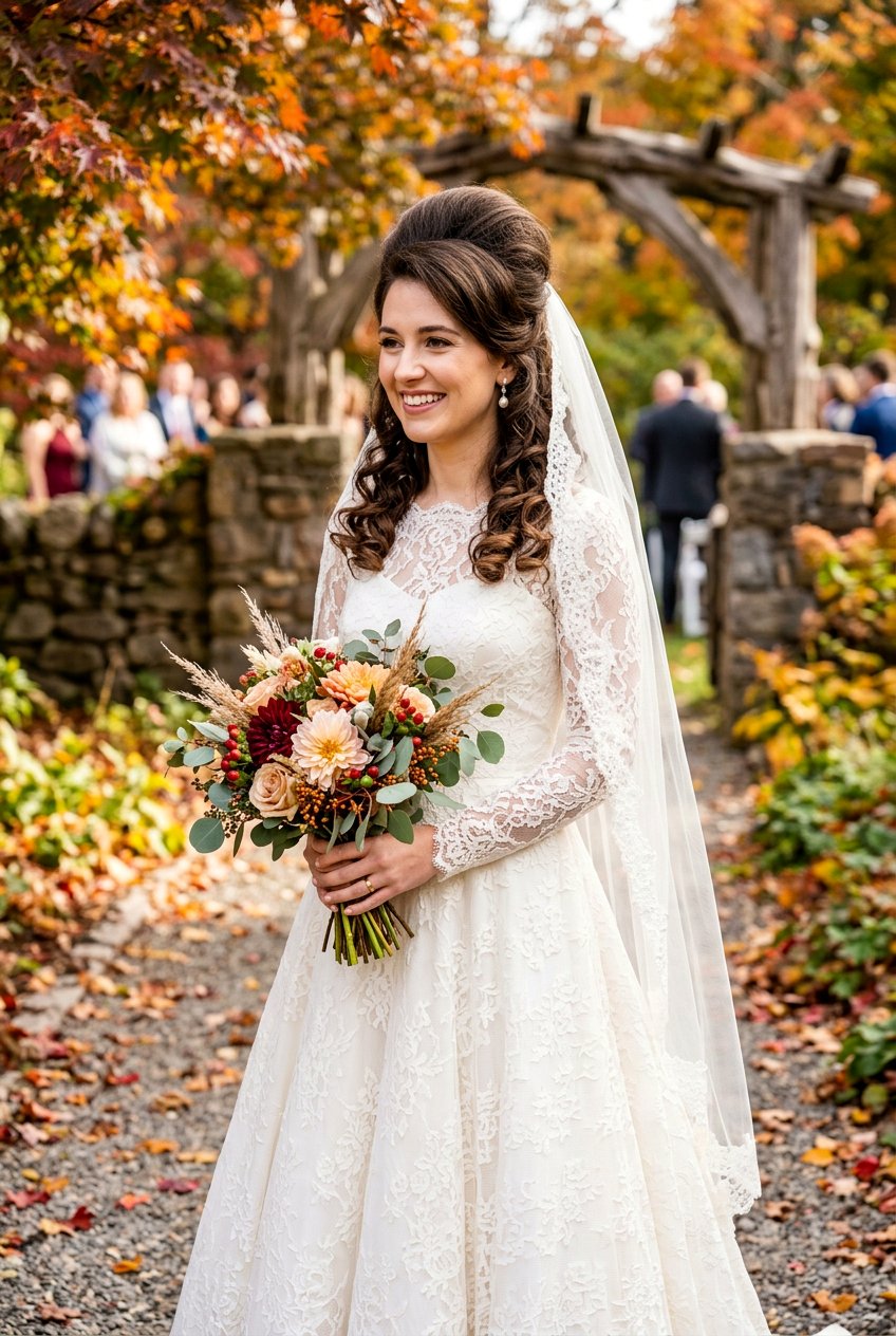 Curly Bridal Bouffant With Veil - 20 bridal hairstyle for curly veil look - 20 bridal hairstyle for curly veil look