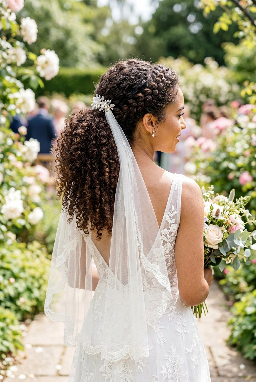 Curly Bridal Braid Ponytail With Veil - 20 bridal braid ponytail with veil - 20 bridal braid ponytail with veil