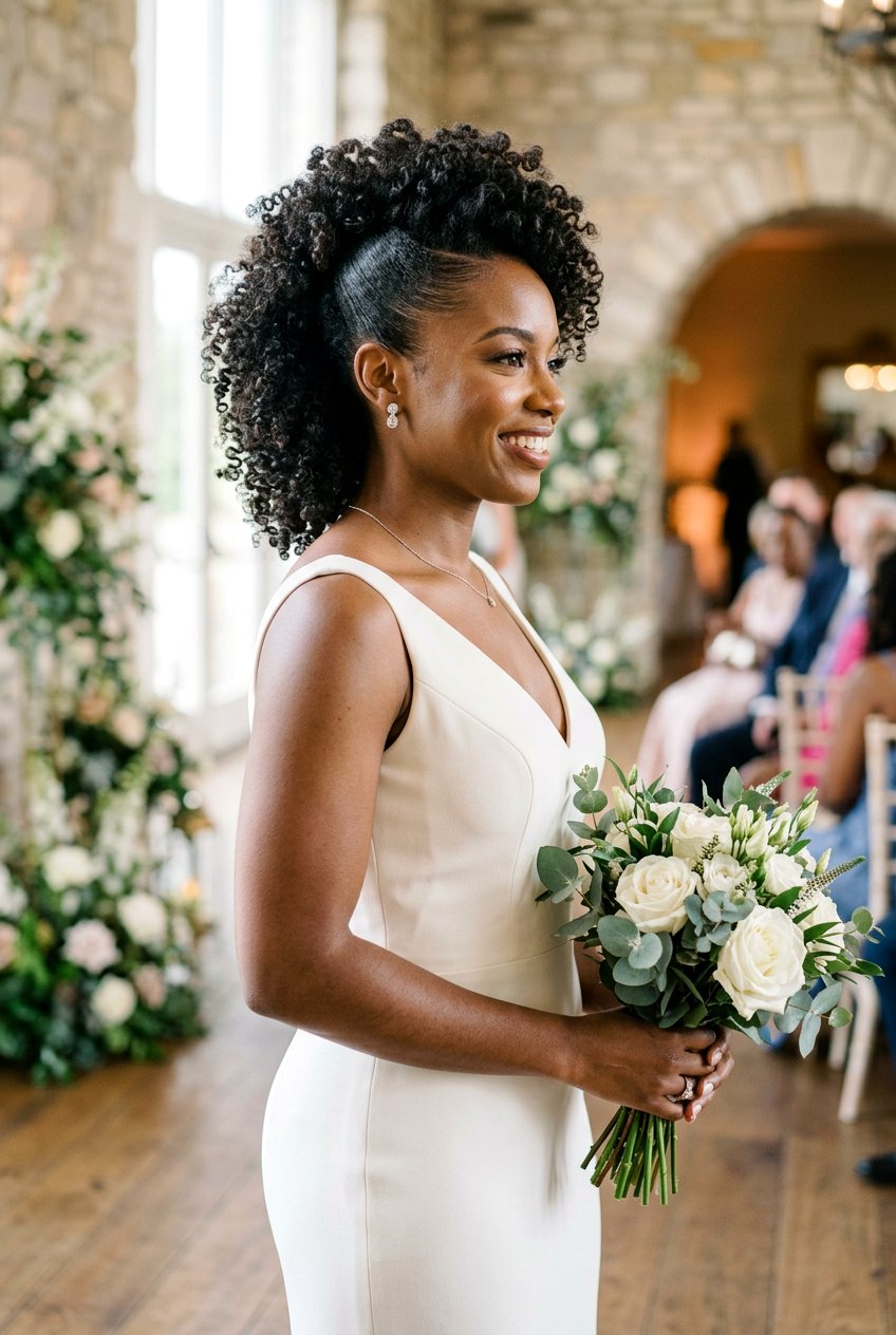 Curly Bridal Faux Hawk - 20 bridal hairstyle for shoulder length curls - 20 bridal hairstyle for shoulder length curls
