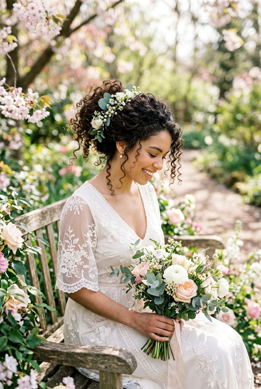 20 Perfect Bridal Hairstyle for Curly Veil Look Inspirations