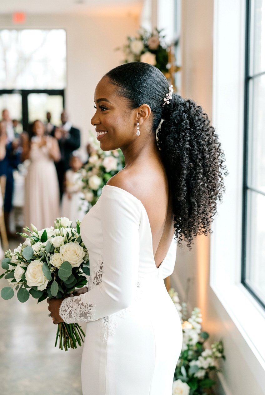 Curly Bridal Ponytail For Natural Hair - 20 wedding hairstyles for curly natural hair - 20 wedding hairstyles for curly natural hair