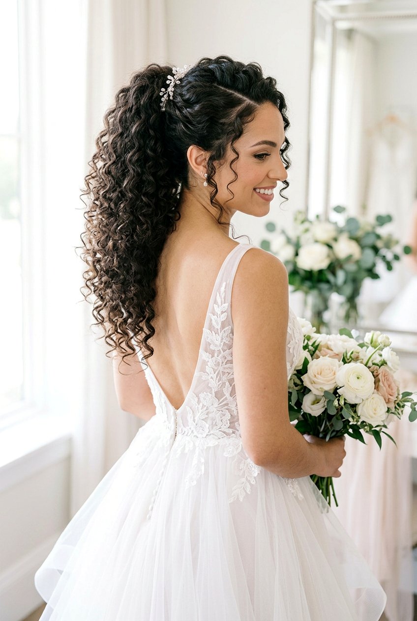 Curly Bridal Ponytail With Side Part - 20 bridal ponytail with side part - 20 bridal ponytail with side part