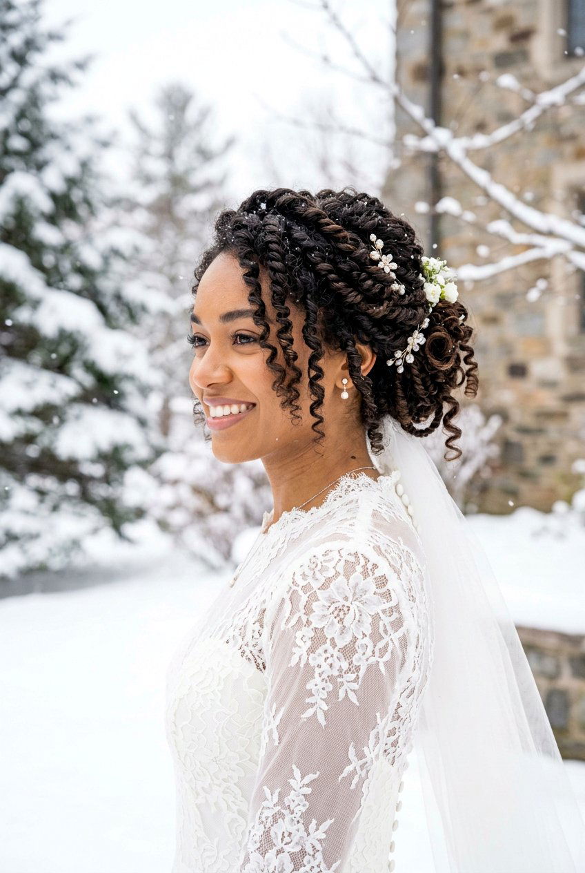 Curly Bridal Twist And Pin Style - 20 bridal hairstyle for curly veil look - 20 bridal hairstyle for curly veil look