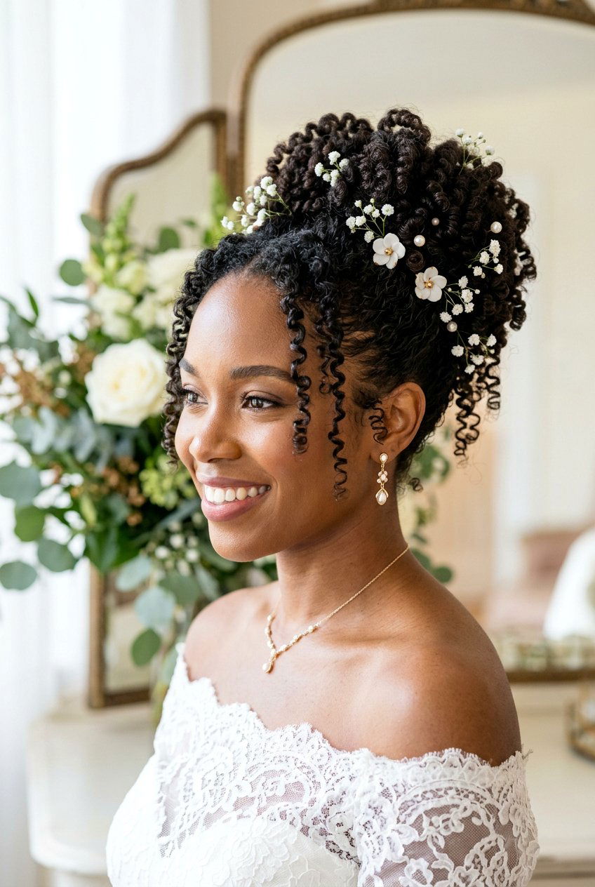 Curly Bridal Updo For Natural Hair - 20 romantic bridal updo - 20 romantic bridal updo