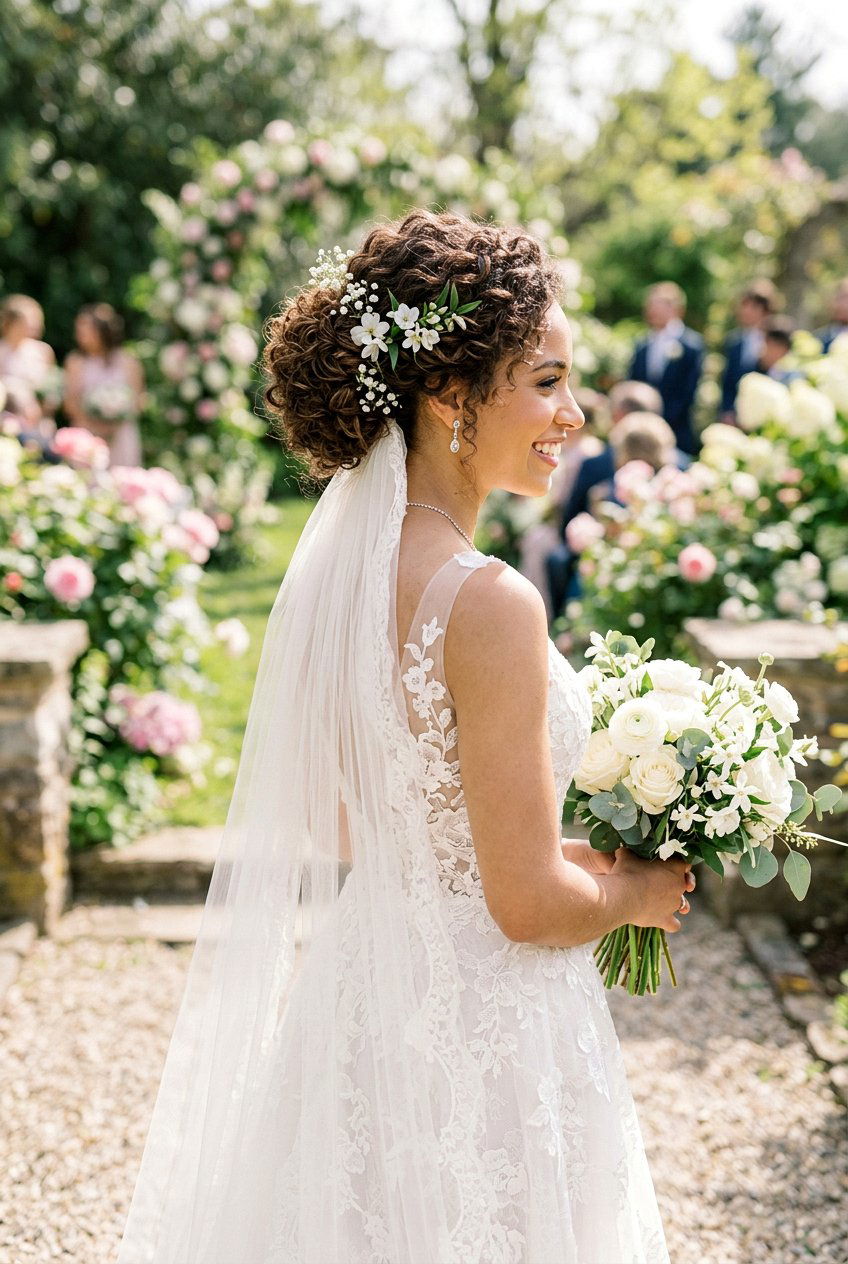 Curly Bridal Updo With Veil - 20 bridal hairstyle for curly veil look - 20 bridal hairstyle for curly veil look