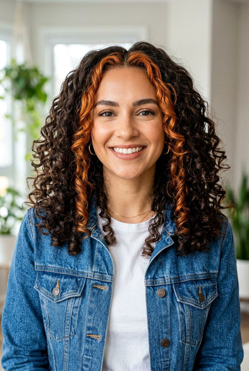 Curly Brunette Hair With Copper Money Piece - 20 brunette hair with copper money piece - 20 brunette hair with copper money piece