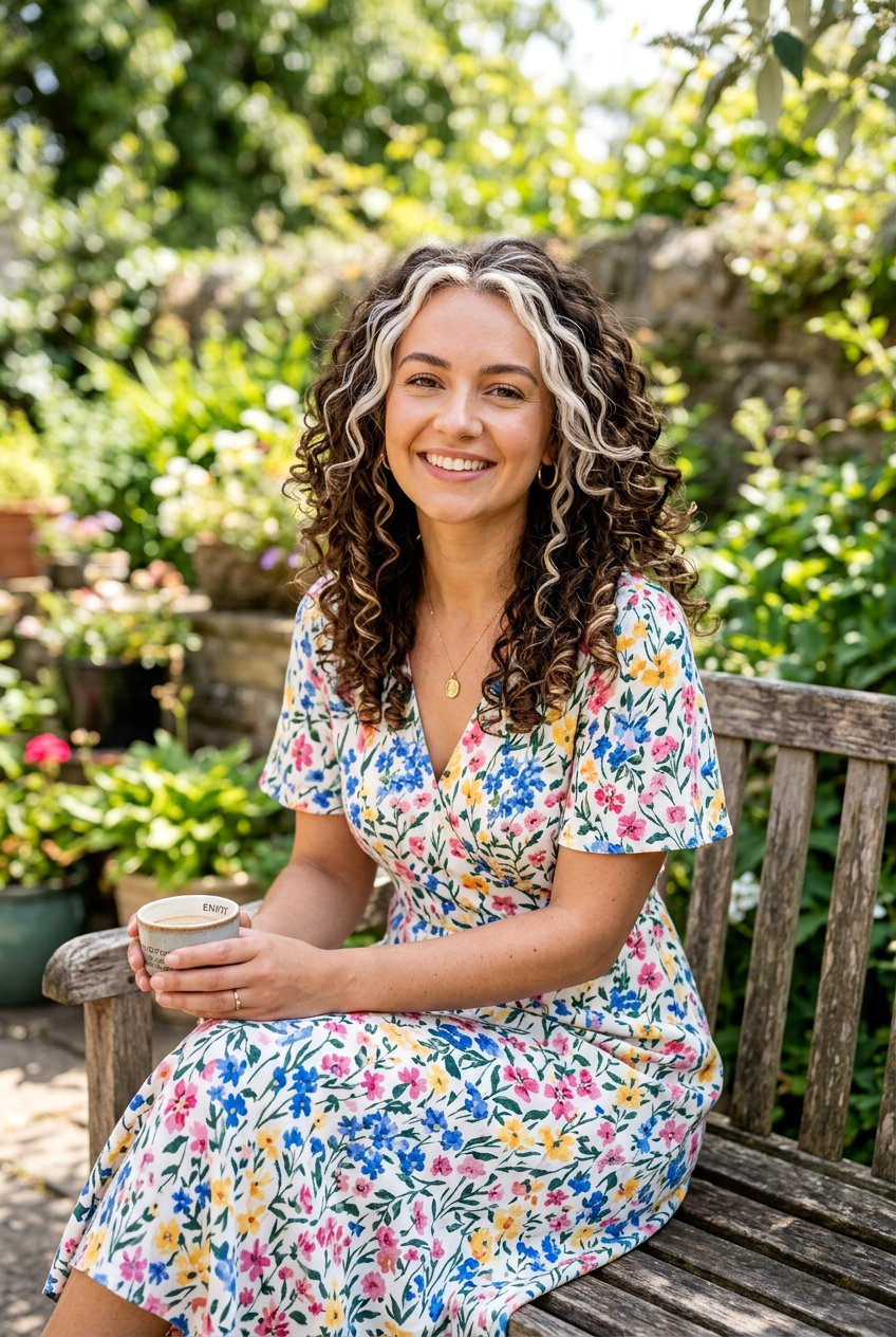 Curly Brunette Hair With Platinum Money Piece - 20 brunette hair with platinum money piece - 20 brunette hair with platinum money piece