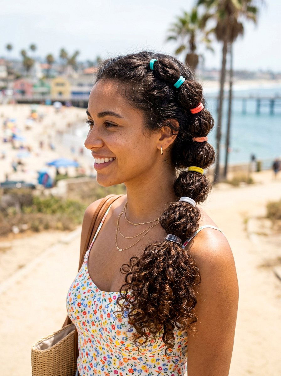 Curly Bubble Braid - 20 soft glam hairstyle for curly hair - 20 soft glam hairstyle for curly hair