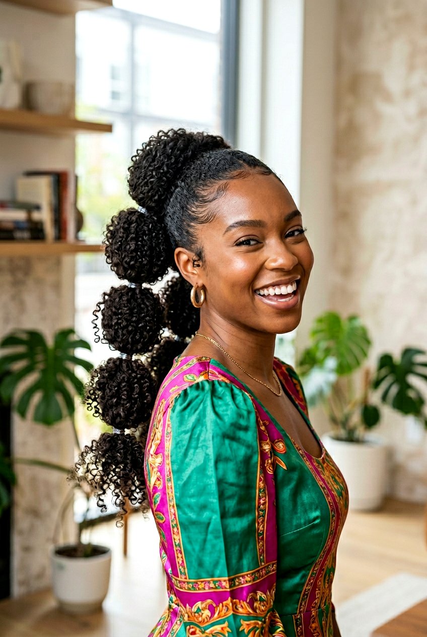 Curly Bubble Ponytail - 20 bubble ponytail for wedding guest - 20 bubble ponytail for wedding guest