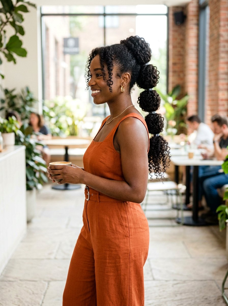 Curly Bubble Ponytail - 20 recital hairstyles for curly hair - 20 recital hairstyles for curly hair