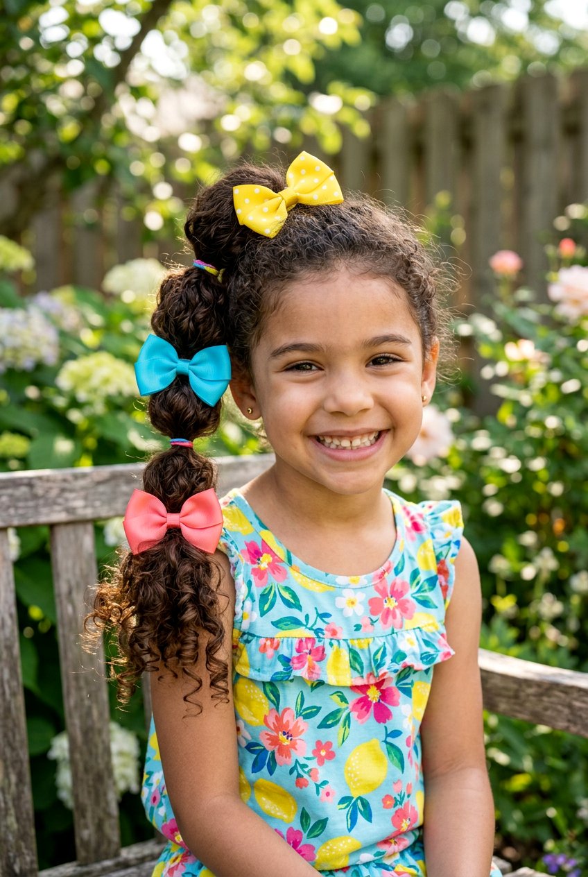 Curly Bubble Ponytail With Ribbon Clips - 20 little girls bubble ponytail with clips - 20 little girls bubble ponytail with clips