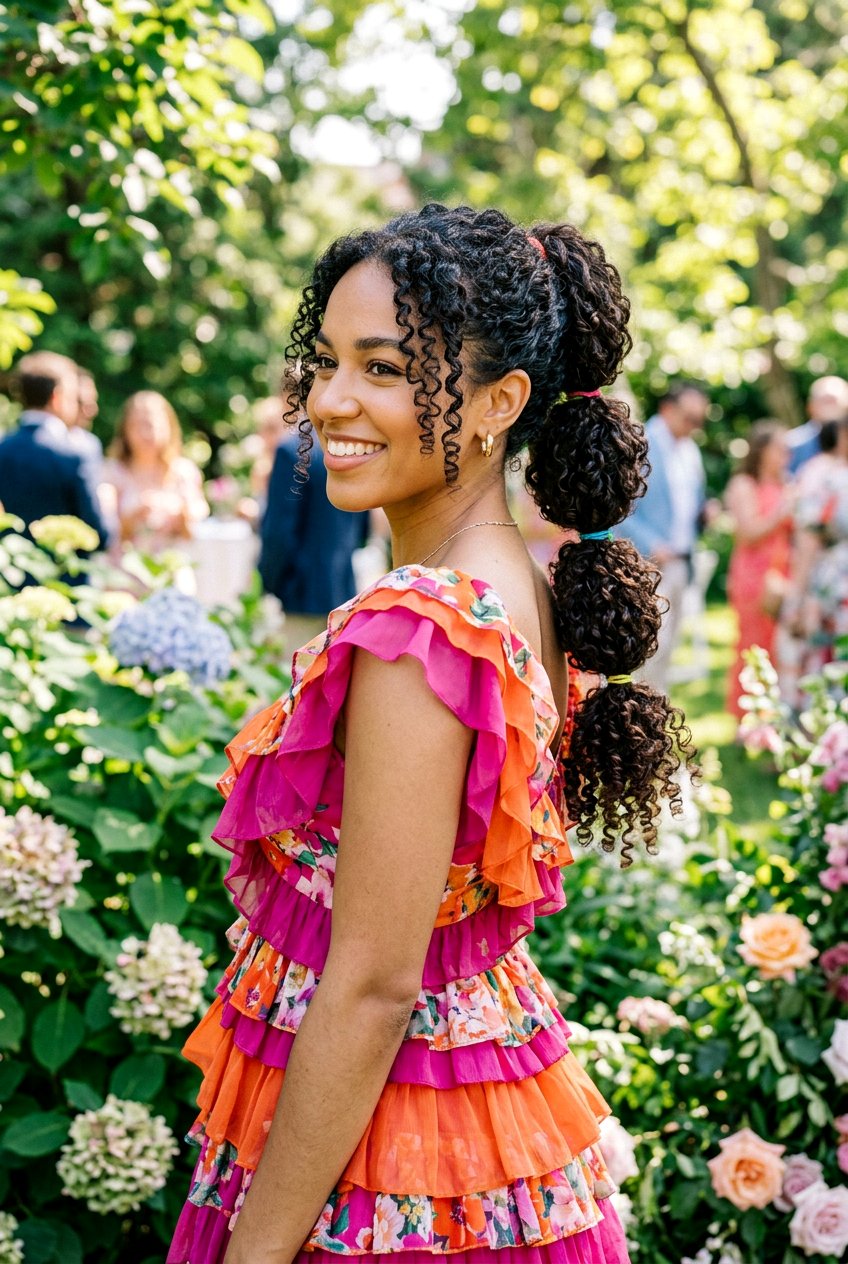 Curly Bubble Ponytail - 20 bubble ponytail for wedding guest - 20 bubble ponytail for wedding guest