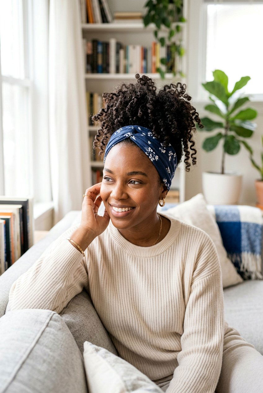 Curly Bun With Wide Headband - 20 headband bun hairstyle - 20 headband bun hairstyle