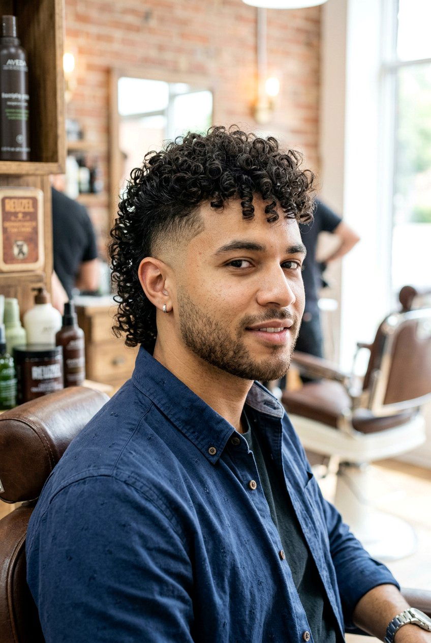 Curly Burst Fade Mullet - 20 burst fade with mullet men - 20 burst fade with mullet men