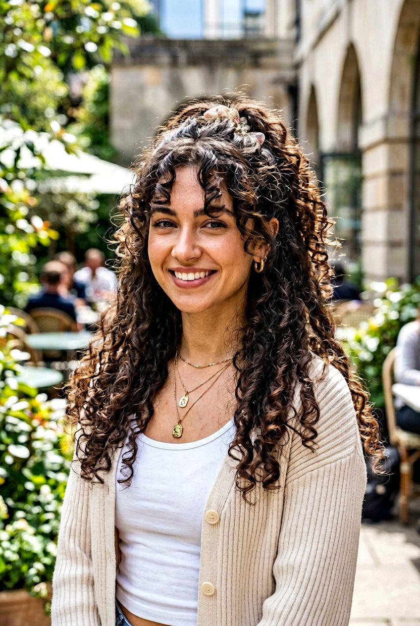 Curly Butterfly Cut With Half Up Styling - 20 curly butterfly layers for long hair - 20 curly butterfly layers for long hair