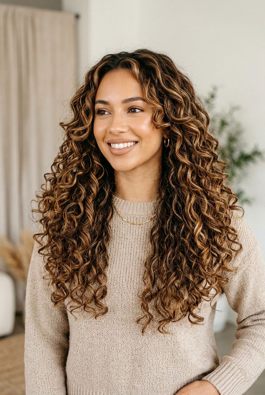 Curly Butterfly Layers With Highlights - 20 curly butterfly layers for long hair - 20 curly butterfly layers for long hair