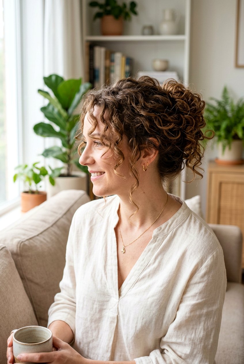 Curly Casual Loose Updo - 20 everyday curls hairstyle - 20 everyday curls hairstyle