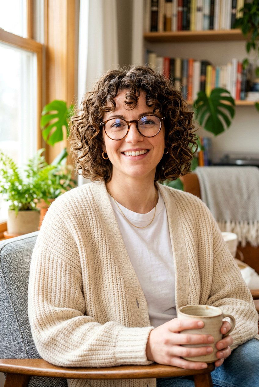 Curly Chin Length Bob With Glasses - 20 chin length bob for women with glasses - 20 chin length bob for women with glasses