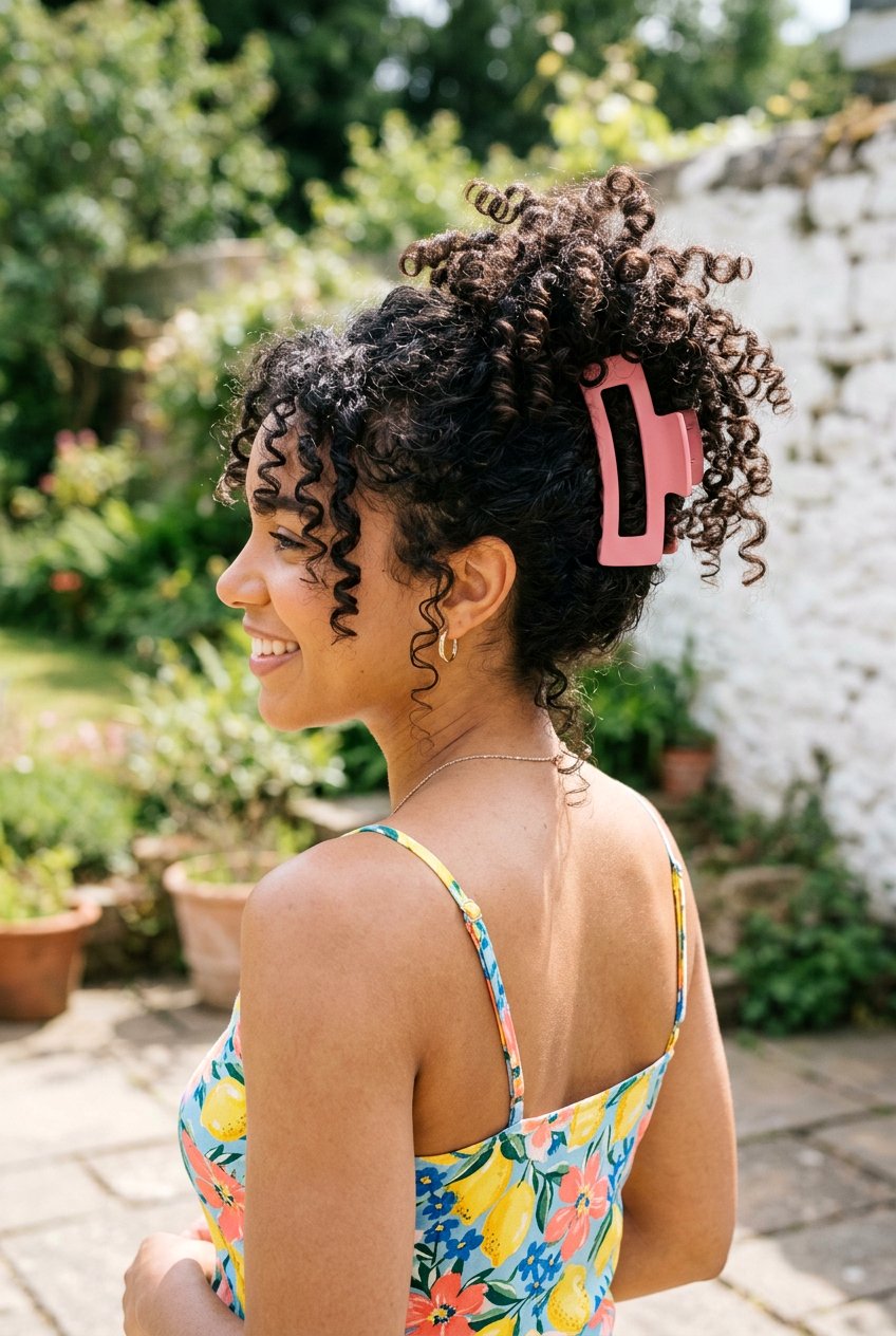 Curly Claw Clip Bun - 20 y2k bun with claw clip - 20 y2k bun with claw clip