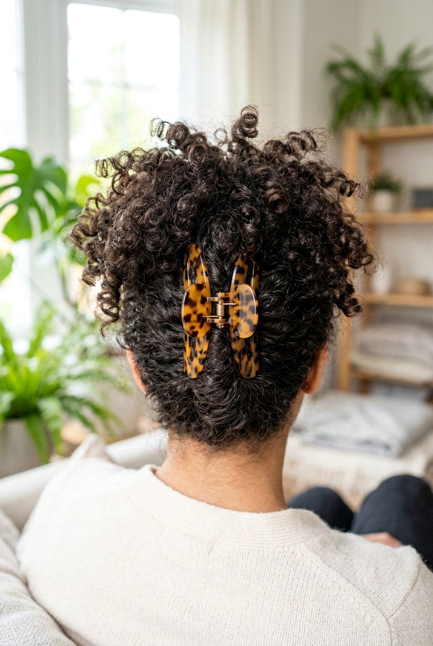 Curly Claw Clip - 20 school hairstyle for naturally curly hair - 20 school hairstyle for naturally curly hair