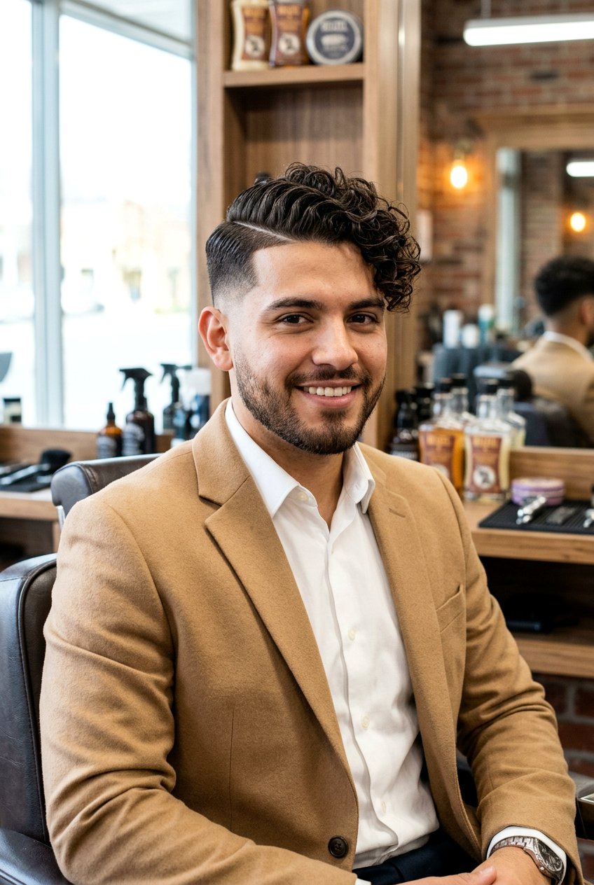 Curly Comb Over Fade - 20 mens haircut for curly medium hair - 20 men’s haircut for curly medium hair