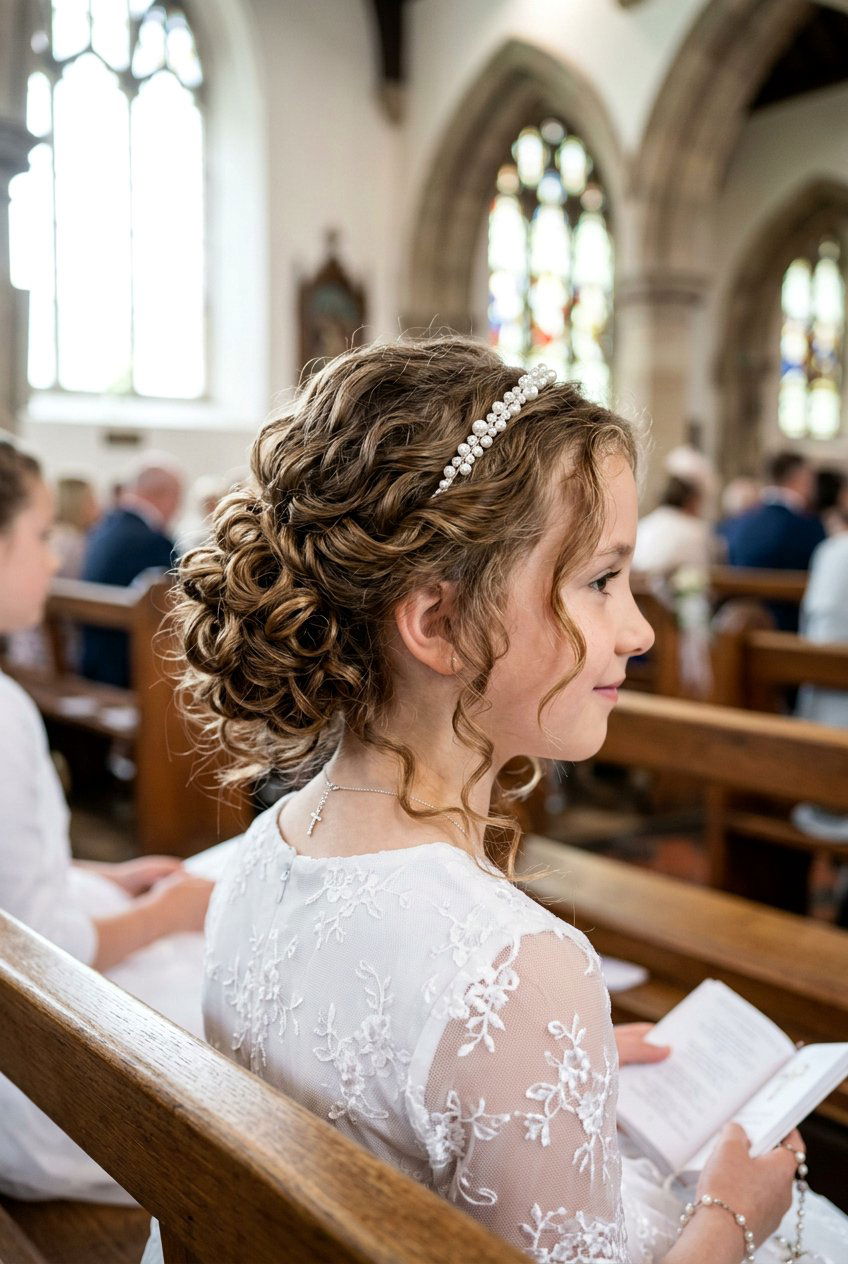 Curly Communion Updo For Girls - 20 communion hairstyles for girls - 20 communion hairstyles for girls
