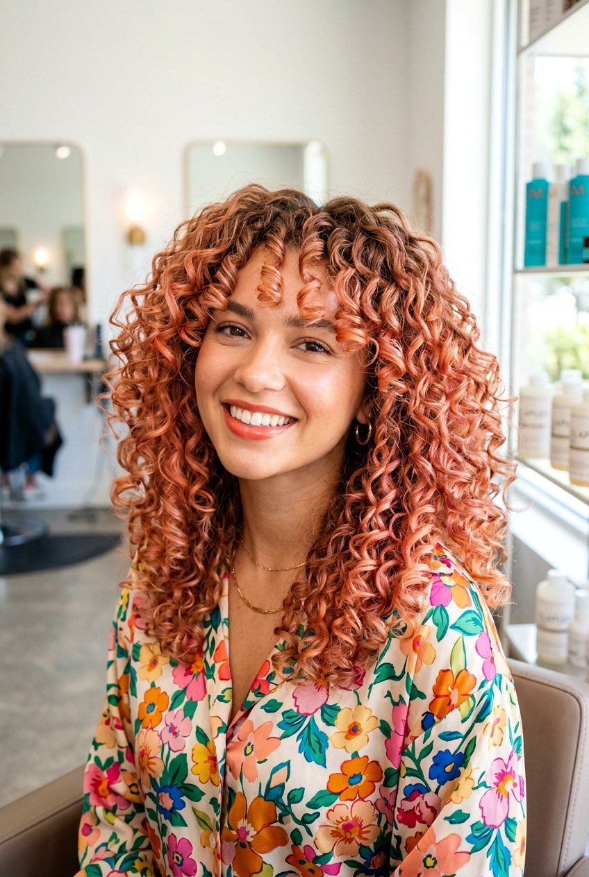 Curly Coral Peach Balayage - 20 coral peach balayage - 20 coral peach balayage