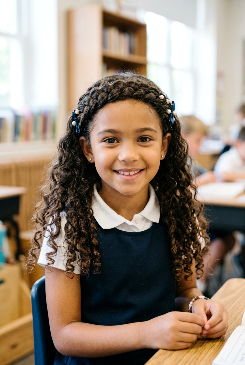 Curly Crown Braid With Curls - 20 school picture day curls - 20 school picture day curls