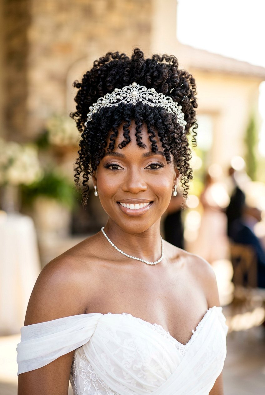 Curly Crown Updo For Natural Hair - 20 wedding hairstyles for curly natural hair - 20 wedding hairstyles for curly natural hair