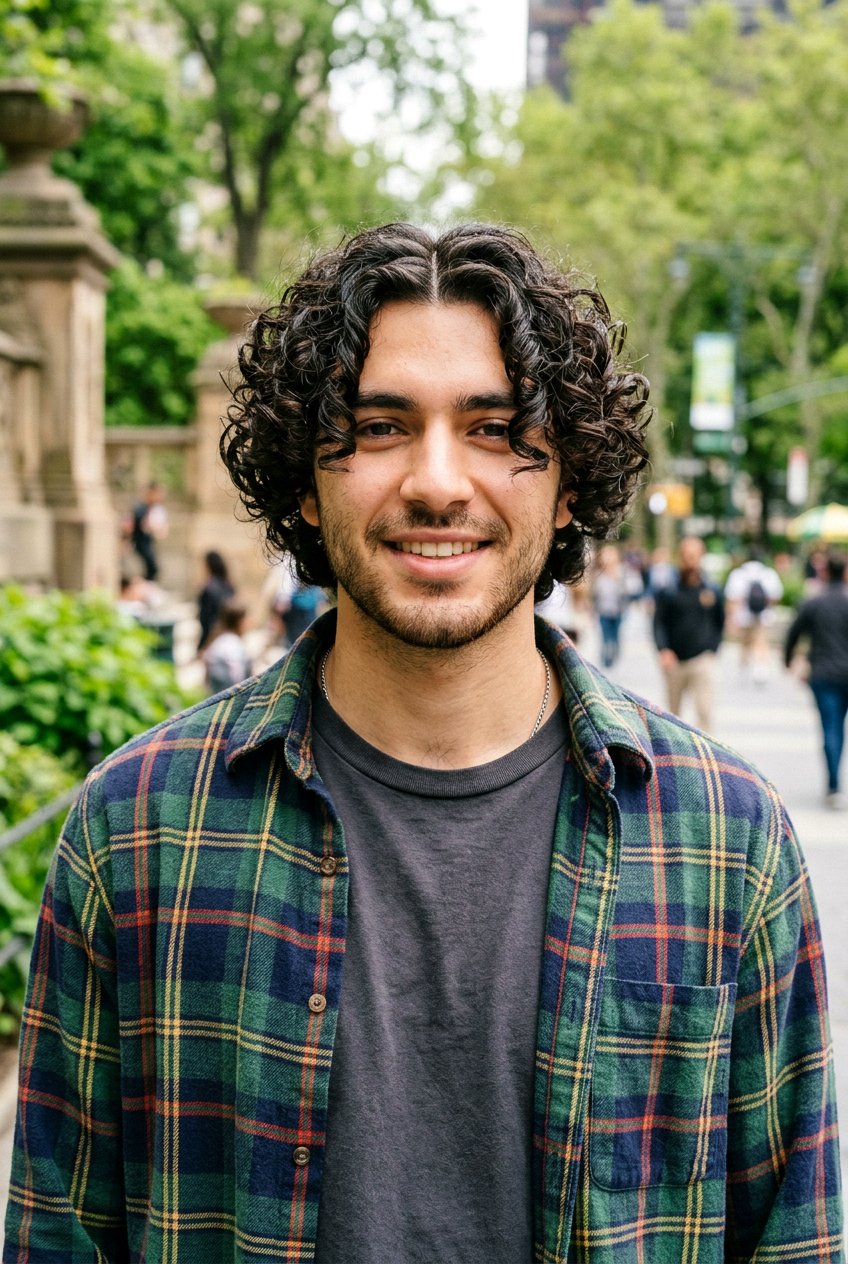 Curly Curtain Bangs - 20 mens haircut for curly medium hair - 20 men’s haircut for curly medium hair