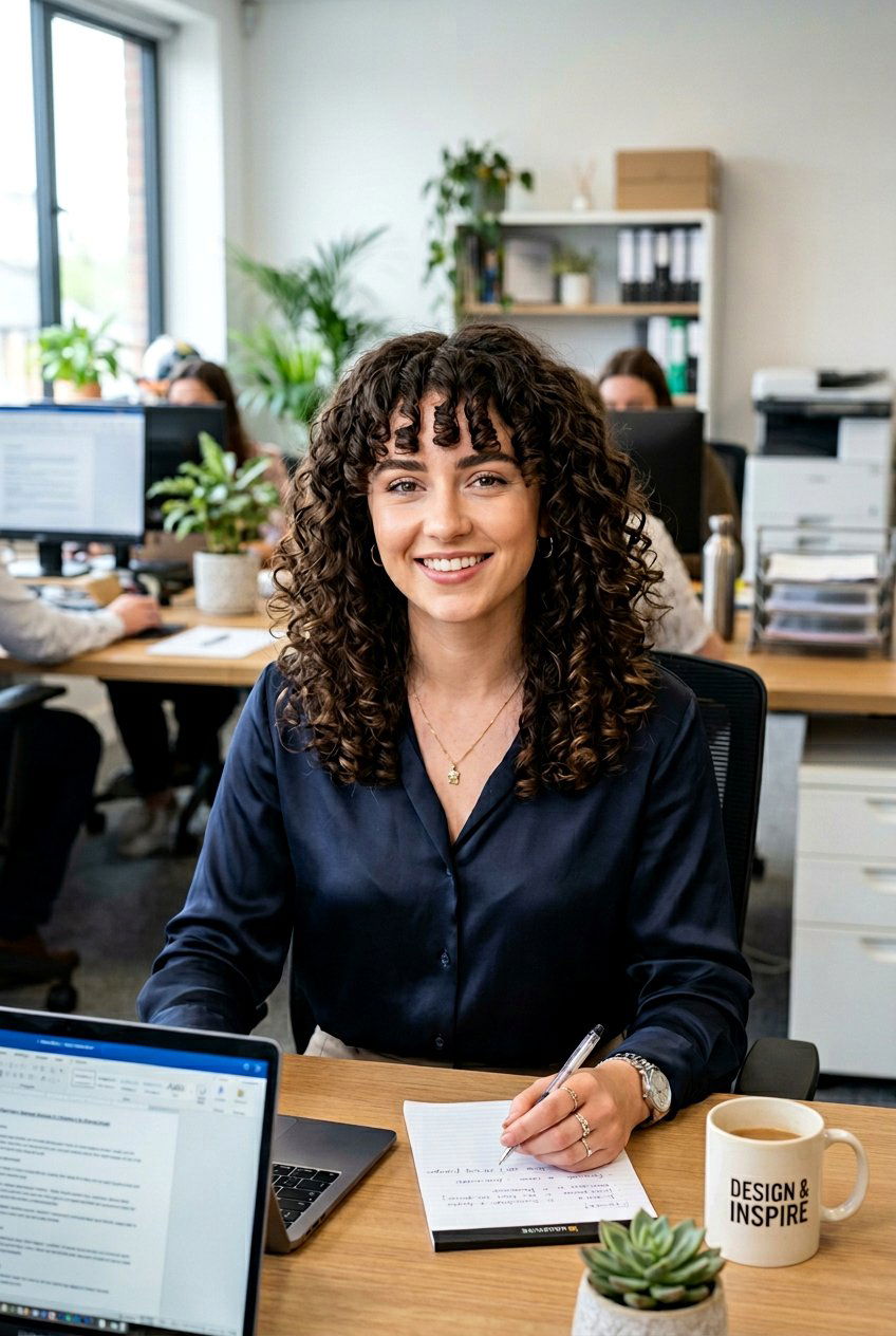 Curly Curtain Bangs For Office - 20 curly work hairstyles - 20 curly work hairstyles