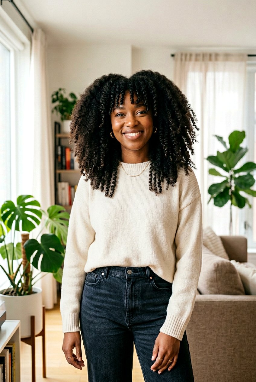 Curly Curtain Bangs On 4B Coils - 20 curtain bangs for curly hair - 20 curtain bangs for curly hair