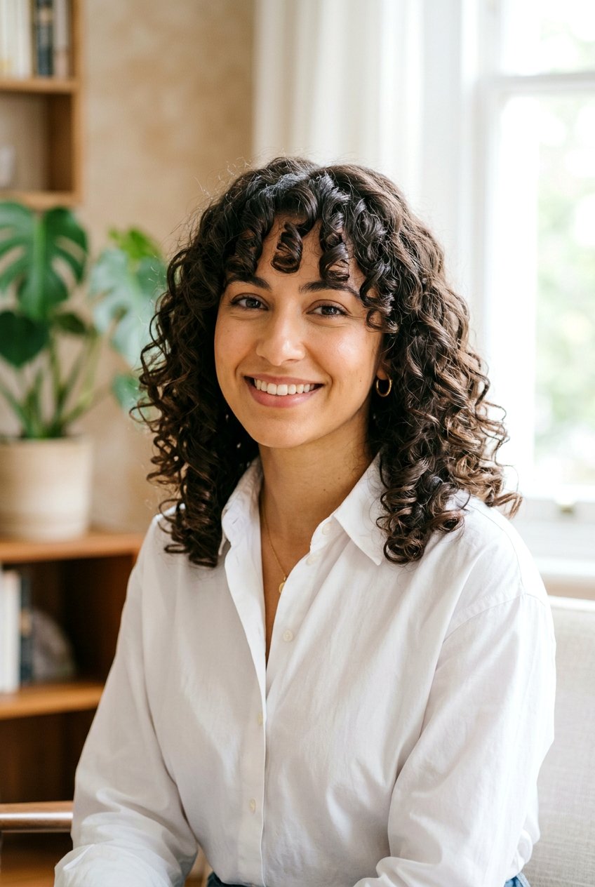 Curly Curtain Bangs On Oval Face - 20 curtain bangs for curly hair - 20 curtain bangs for curly hair