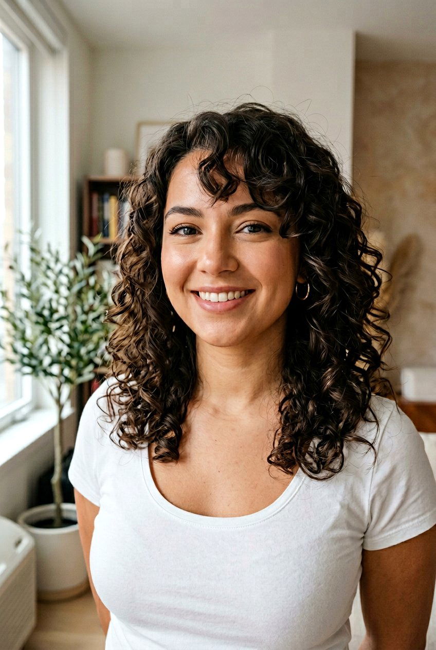 Curly Curtain Bangs On Round Face - 20 curtain bangs for curly hair - 20 curtain bangs for curly hair